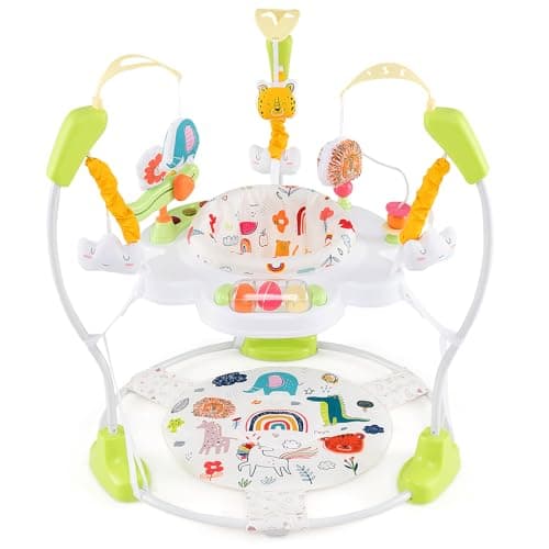 BABY JOY Baby Jumpers and Bouncers, Infant Activity Center with Music Lights Sounds, 360° Rotating Seat and 3 Adjustable Heights, Baby Play and Learning Center for 6-12 Months - Image 1
