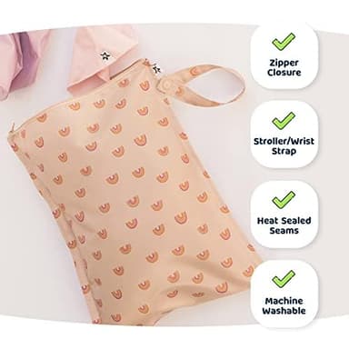 Tiny Twinkle Mess-Proof Waterproof Wet Dry Bag | 2-Pack Reusable Wet Bags for Swimsuits & Baby Clothes | Leakproof Wet Bag for Travel & Diaper Changes for Baby (Cotton Candy) - Image 3