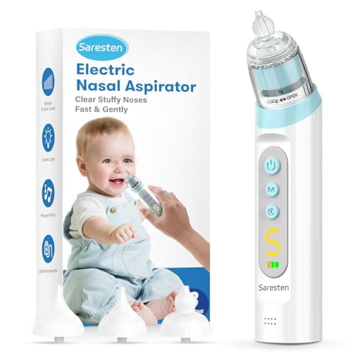 Nasal Aspirator for Baby,Rechargeable Nose Sucker for Baby,Baby Nasal Aspirator with 3 Silicone Tips,Adjustable Suction ,Waterproof Booger Sucker for Baby with Music and Light Function,Blue - Image 1