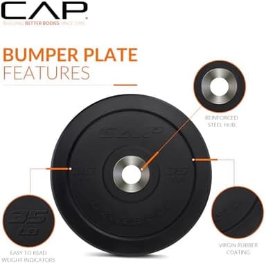 CAP Barbell 2-Inch Olympic Bumper Plate Weight Set with 6 Post Rack | 100-370 lbs | Multiple Options - Image 4