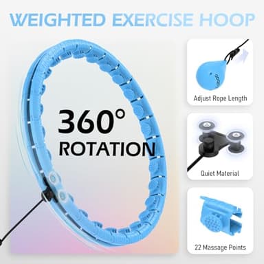 JLoibao Weighted Hula Circle with 26/32 Links(56-66 Inch) for Adults Weight Loss, Infinity Fitness Hoop Plus Size, for Women Smart Exercise Equipment - Image 3