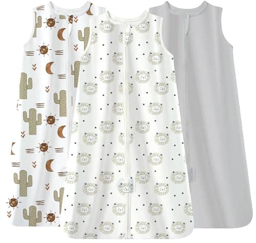 TotAha Boho Lion Sleep Sack 3-6 months 3 Pack, Buttery Soft, Safe Wearable Blanket Baby Sleeping Bag with 2-way Zipper, 0.5 TOG - Image 1