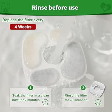 24 Pcs Cat Water Fountain Filter,12 Pack Filters & 12 Pack Pre-Filter Sponges, Compatible with 95oz/2.8L Pet Fountain - Image 6