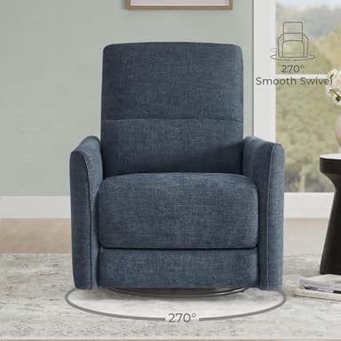 CHITA Power Recliner Chair Swivel Glider, FSC Certified Upholstered Fabric Living Room Nursery Reclining Sofa Chair with Lumbar Support, Ink Blue - Image 3
