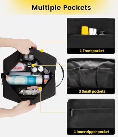 Vorspack Travel Toiletry Bag for Men - Large Toiletries Bag Water Resistant Hanging Travel Bag for Travel Toiletries Accessories - Black - Image 3
