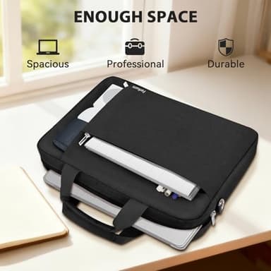 Ferkurn Laptop Bag Case for Women Men Computer Bag Compatible with HP Envy Pavilion Omen/LG Gram/MSI/Dell Inspiron XPS/Lenovo/Acer, Shoulder Strap Carrying Messenger Briefcase, Black, 17 17.3 Inch - Image 5