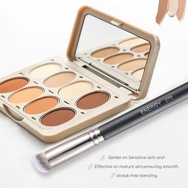 ENERGY Concealer Brush Under Eye Mini Angled Flat Top Kabuki Nose Contour Brush for Concealing Blending Setting Buffing with Powder Liquid Cream Cosmetic Pro Small Makeup Foundation brushes 270 - Image 5