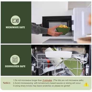 Greentainer 8 Pieces Unbreakable Large Cereal Bowls with lids, 24 oz Plastic Lightweight Storage Bowl Set of 4, Soup bowls Set for Cereal, Salad, Noodle- Dishwasher & Microwave Safe - Image 4