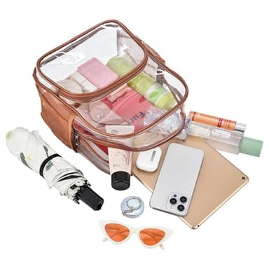 Busiuw Clear Backpack for Stadium Events 12x12x6 with Front Pocket for Concert Sport Fashion Women Backpack Events Work Travel(Coffee brown) - Image 5