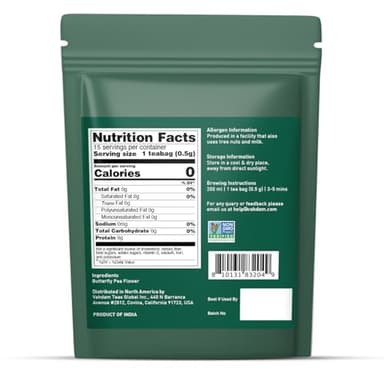 VAHDAM, Butterfly Pea Flower (15 Pyramid Bags) Vegan, Non-GMO | Delicate & Earthy | Direct From Source – Plant-Based Biodegradable | Brew Iced Tea, Cooking, Mocktails & Cocktails - Image 2