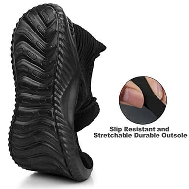 Feethit Womens Slip On Walking Shoes Non Slip Running Shoes Breathable Workout Shoes Lightweight Gym Sneakers All Black Size 7.5 - Image 3