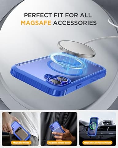 Miracase Magnetic for iPhone 16 Plus Case Full-Body Phone with Built-in Glass Screen Protector, [Compatible with MagSafe] Military Drop Proof 16 Plus Cover Bumper 6.7 inch, Blue - Image 6