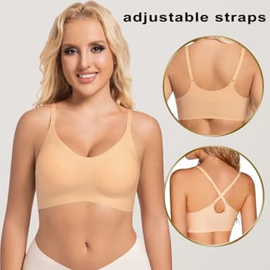 PRETTYWELL Bralettes Seamless Comfort Bras for Women no Underwire Wireless Lightly Padded Everyday T Shirt Bra Sleep Bra - Image 2