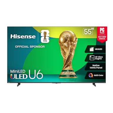 Hisense 55" Class U6 Series Best Value Mini-LED 4K UHD Smart HDR Gaming Fire TV (55U65QF, 2025 Model) - QLED, Native 144Hz, Motion Rate 480, Dolby Vision IQ, Dolby Atmos, Game Mode Pro, Alexa Built In - Image 1