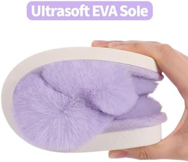 Evshine Women's Fuzzy Slippers Cross Band Memory Foam House Slippers Open Toe - Image 7