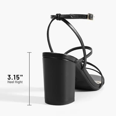 DREAM PAIRS Women's Heels Chunky Block Strappy Square Open Toe Ankle Buckle Heeled Sandals Wedding Party Dress Shoes Indie,Size 9.5,Black,SDHS2428W - Image 4