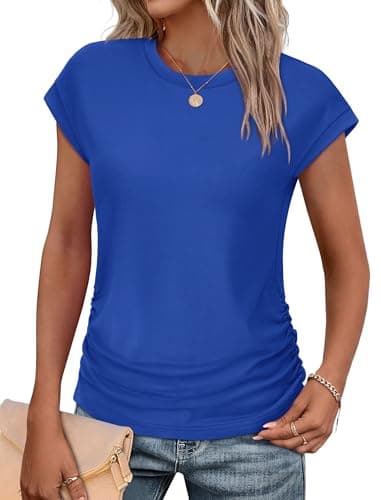 Womens Clothes Summer 2025 Business Casual Tops Trendy Teacher Shirts Office Work Royal Blue M - Image 1