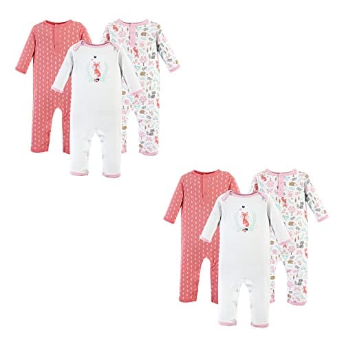Hudson Baby Unisex Baby Cotton Coveralls Woodland Fox 6-Piece, 9-12 Months