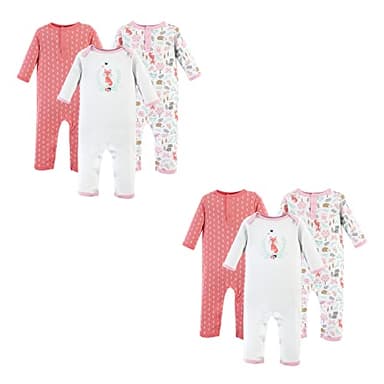 Hudson Baby Unisex Baby Cotton Coveralls Woodland Fox 6-Piece, 9-12 Months