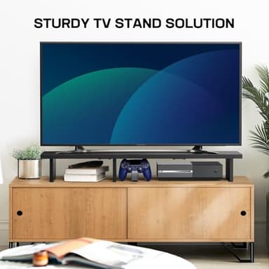 HUANUO Dual Monitor Stand Riser With Cable Clip - Desktop Storage Shelf Organizer for 2 Monitors, Computer, Laptop, Printer, TV - Image 7