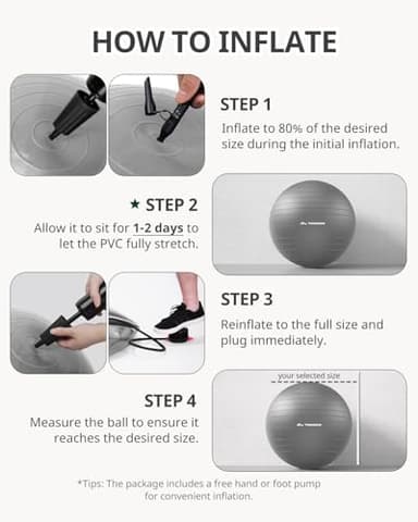 Trideer Yoga Ball for Pregnancy Office Ball Chair– Exercise Ball for Birthing, Labor, Stretching & Core Workout – Anti-Burst, Slip-Resistant for Home Gym, Flexible Seating & Physical Therapy - Image 8