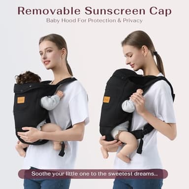 Shiaon Baby Carrier Newborn to Toddler(7-30lbs), Toddler Carrier Baby Holder Carrier with Adjustable Shoulder Strap, Chest Carriers, Black - Image 4