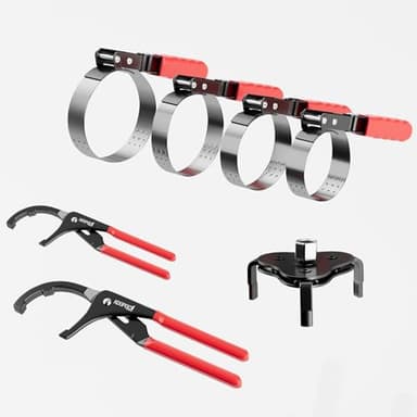 KOOPOOL Oil Filter Wrench Set, 8 Piece Adjustable Oil Filter Pliers 2-3/4" to 5-1/4", 9" & 12" Universal Oil Filter Removal Tool with 1/2" to 3/8" Adapter, Organized in Storage Case (8-Piece Set) - Image 9