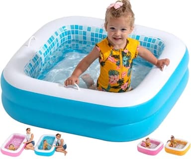 Inflatable Baby Pool for Toddlers 1-3, Handles, Soft Floor & Drain, 34"x10" Kiddie Pool, Blow Up Bathtub & Ball Pit, Summer Outside Kid Water Toy Outdoor Play First Birthday Gift for Boys Ages 1 2 3 - Image 1