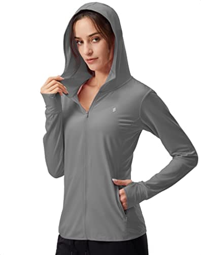 Soothfeel Women's UPF 50+ Sun Protection Hoodie Jacket Lightweight Long Sleeve Sun Shirt for Women with Pocket Hiking Outdoor Dark Grey M - Image 1