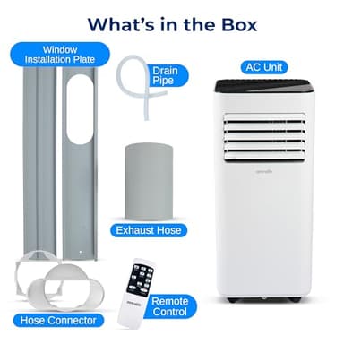 SereneLife Portable Conditioner, 8000 BTU 3-in-1 Compact Standing Air Conditioner for Rooms Up to 300 Sq. Ft., Energy Efficient Floor AC Unit with Remote Control, Universal Casters, Window Mount Kit - Image 7
