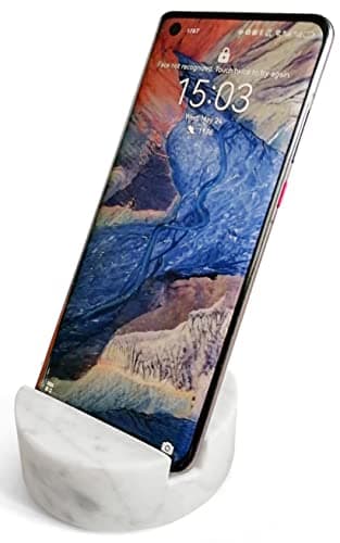 fashciaga Luxurious Marble Cell Phone Stand Holder for Cellphone Tablet On Desk, Countertop, Table, Nightstand. Heavy Real Stone Mobile Phone Stands (Solid) - Image 1