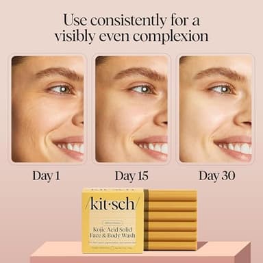 Kitsch Kojic Acid Soap – Turmeric Soap Bar with Hyaluronic Acid & Shea Butter – Brightening & Hydrating Body Wash & Face Wash for Dark Spots, Even Skin Tone & Natural Glow - Made in USA - 4 oz - Image 4