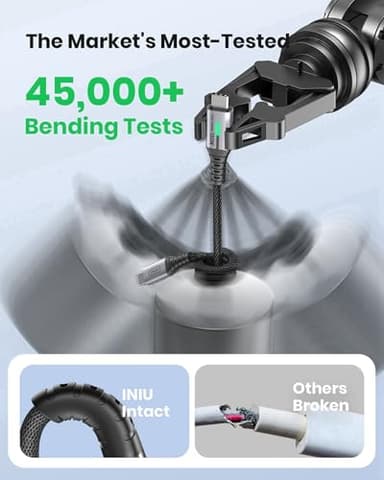 INIU USB C Cable, (6.6ft, 2-Pack) 100W USB C to C Fast Charging Cord, Braided Type C Charger Cable for iPhone 16 Pro Max 15 Plus Samsung Galaxy S24 S21 S10 Note 10 MacBook iPad Kindle etc. - Image 5