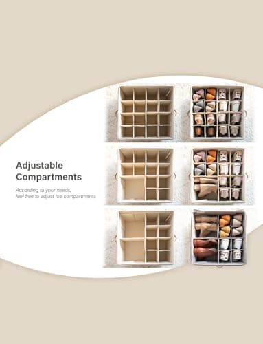 StorageWorks Shoe Organizer for Closet, Fits up to 16 Pairs, Shoe Cubby Storage Containers with Adjustable Dividers and Clear Cover, Beige - Image 5
