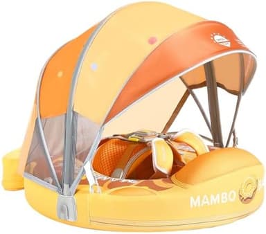 Mambobaby Float with Tail and Canopy Non-Inflatable Baby Swim Float Mambo Float Smart Swim Trainer Infant Swim Pool Float Swim Ring for 3-24months Girls Boys - Image 3