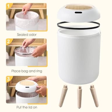 onlcuk Automatic Motion Sensor Bathroom Trash Can with Lid, 3 Gallon / 11L Touchless Trash Garbage Bin with Removable Legs for Kitchen, Bedroom, Office, Small Trash Cans Trashcan Wastebasket-White - Image 5