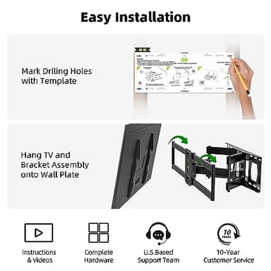 Full Motion TV Wall Mount for Most 37"-84" Flat Screen TV, Swivel or Tilt Wall Bracket with Dual Articulating Arms, for 12"-16" Wood Studs, Max VESA 600x400mm, Load 120 lbs by USX MOUNT - Image 7