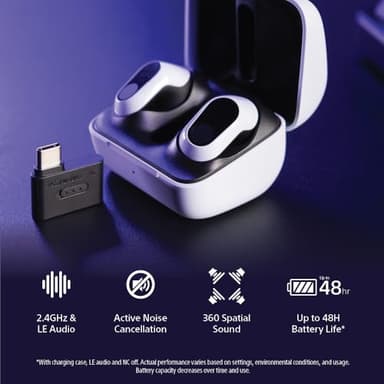 Sony INZONE Buds Wireless Gaming Earbuds, Perfect for PlayStation® 5, for PC/PS5/Switch/Mobile, 48Hr Battery with Case, Noise Canceling, 360 Spatial Sound, 2.4GHz USB-C Dongle, WF-G700N White - Image 3