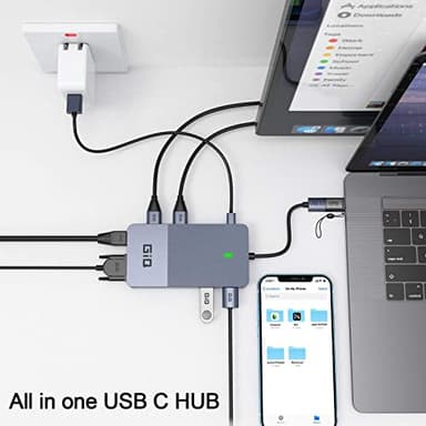 USB Docking Station GIQ USB C hub USB 3.0 to Dual HDMI VGA Adapter Triple Display USB C Laptop Docking Station Dual Display Compatible with MacBook M1 USB Dock - Image 3