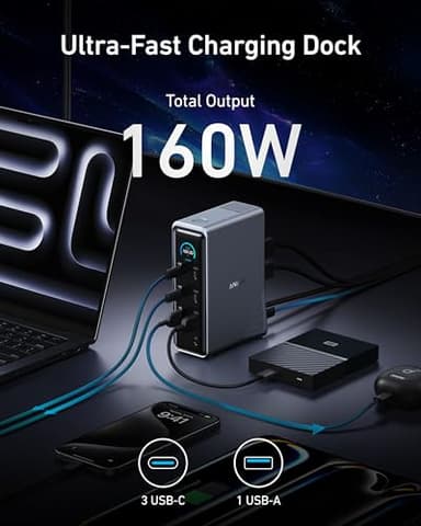 Anker Prime Docking Station, 14-Port with 160W Max Output, 10Gbps Fast Data Transfer, Real-Time Smart Interface, Audio and Ethernet Ports, Dual 4K Displays for Dell, HP, Lenovo and More - Image 3