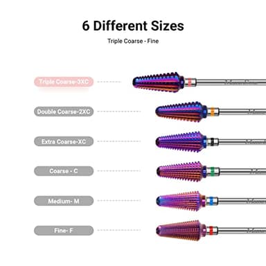 MelodySusie Professional Tornado Nail Drill Bits, 3/32'' Carbide Tungsten Multi-function Bits, Suitable for Manicure Pedicure Cuticle Gel Polishing, Salon Bits, Purple, Series Bit-X, 3XC - Image 3