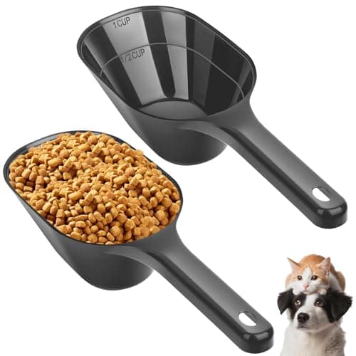 Aosnare 2 PACK Dog Food Scoop,1 Cup Capacity Pet Food Scoop With Measuring Lines For Dog, Puppy and Cat (Black) - Image 1