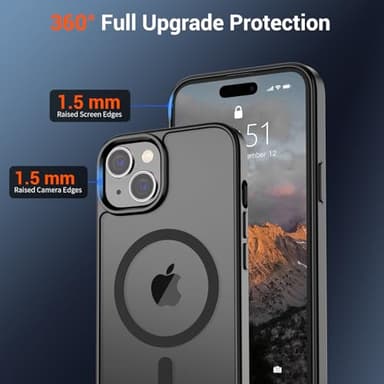 SUPFINE Magnetic for iPhone 15 Case (Compatible with MagSafe) (Military Grade Drop Protection) Translucent Matte Shockproof Phone Cover, Black - Image 4