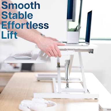 VIVO Desk Converter 32 inch Height Adjustable, MDF Wood Sit to Stand Riser, White, DESK-V000SW - Image 6