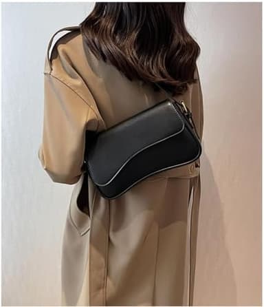Shoulder Bag for Women Y2K Trendy Purse Vegan Leather Hobo Handbags Clutch Saddle Bag with 2 Removable Strap - Image 5
