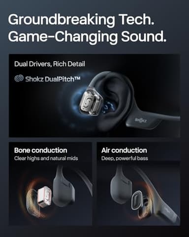 SHOKZ New OpenRun Pro 2 - Open-Ear, Bone Conduction Sport Headphones - with Reflective Strip - Sweat Resistant, Workout Headphones - Secure, Wireless, Comfortable Fit-Deep Bass and Smart Mic App - Image 4