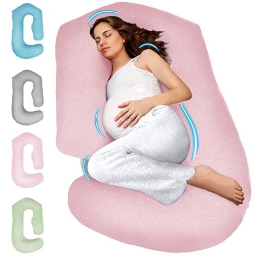 PILLANI Pregnancy Pillows for Sleeping - V C U Shaped 57inch Full Body Pillow with Removable Washable Cover, Cooling Maternity Pillow for Pregnant Women, Support for Back Belly Legs Hip - Image 1