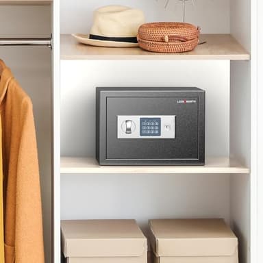 Locksworth Safe for Home, 0.6 Cubic Feet Safety Box, Lock Box for Money, Jewelry, Documents and Guns, Digital Security Safe for Office, Hotel and Personal Use, 13.8"W x 9.8"D x 9.8"H - Image 6