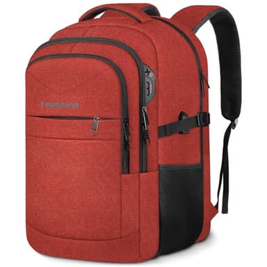 Lapsouno Large Backpack, Travel Laptop Backpack, Carry on Backpack, Sturdy 17 Inch TSA Friendly with USB Port, Water Resistant College School Bag Gifts for Men Women, Wine Red - Image 1