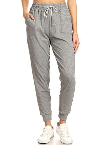 Leggings Depot Womens Relaxed fit Jogger Pants - Track Cuff Sweatpants with Pockets, Heather Grey, Medium - Image 2